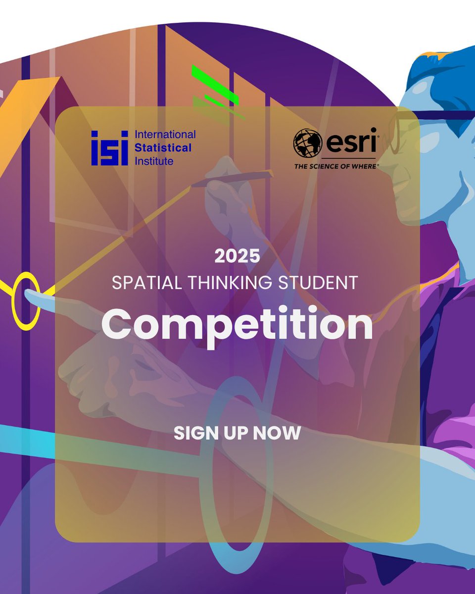 🌍 Got a data-driven idea to improve the world?
Enter the ISI x Esri competition!

Topics: #UrbanPlanning, #Sustainability, #PublicHealth &amp; more.

🏆 First-place prizes in 3 categories!
🔗 Register now: isi-global-community.hub.arcgis.com/pages/get-info…

#DataForGood #ISIxEsri #Statistics