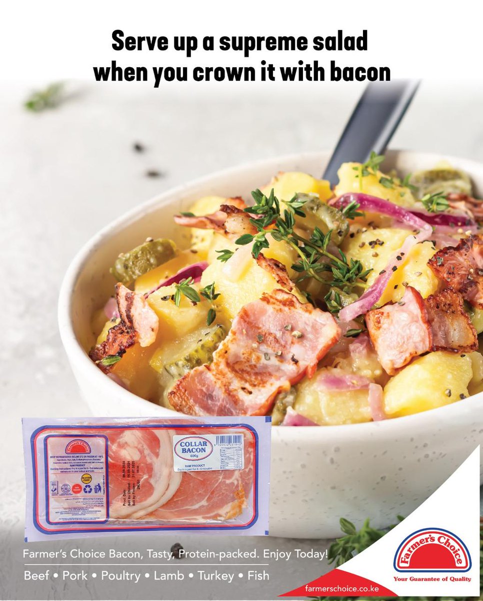 Salad si matunda pekee. Treat your taste buds and culinary skills by adding Farmer's Choice bacon to a yummy veggie or potato salad. It's mind blowingly delicious. #BaconEverywhere