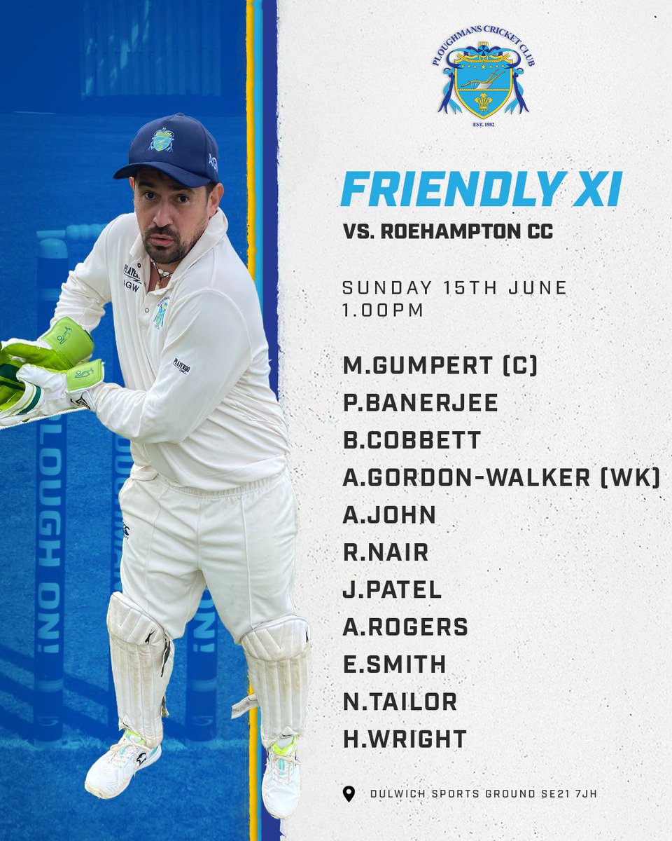 Ploughmans CC (@ploughmanscc) on Twitter photo Back from Tour and back to business…
The Ones and Twos are in league action this Saturday. Whilst two Friendly XI’s take on Norwood Exiles and <a href="/RoehamptonCC/">Roehampton CC</a> at the DSG on Sunday. Back from Tour and back to business…
The Ones and Twos are in league action this Saturday. Whilst two Friendly XI’s take on Norwood Exiles and <a href="/RoehamptonCC/">Roehampton CC</a> at the DSG on Sunday.