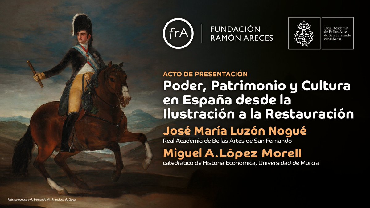 Poder, Patrimonio y cultura en España desde la Ilustración a la Restauración Presentación de los resultados de la primera fase del proyecto de investigación
📅 30 junio ⏰ 12h
Sede de la Fundación Ramón Areces | Vitruvio, 5
⚠️ Imprescindible inscripción 👉 fundacionareces.es/fundacionarece…