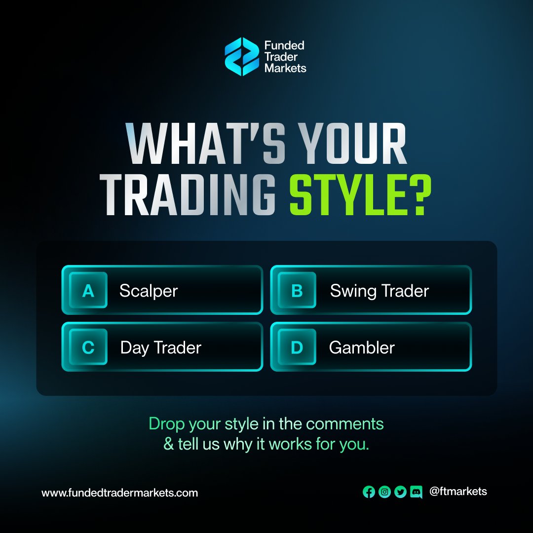 What kind of trader are you? 👀 

⚡ Scalper
📈 Swing Trader
☀️ Day Trader
🎰 Gambler

Drop it in the comments!
#fundedtradermarkets