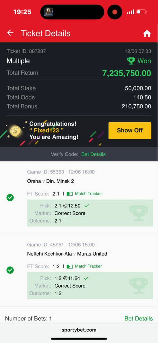 LegitOdd95150's tweet photo. Yesterday's Game won successful 
Only serious people and trust, should chat me up on Whatsapp, if you really have interest in my sure and fixed odd... DM🎖️🎮⚽🏆
 +234 704 570 6907 https://t.co/zWudbKlDpM