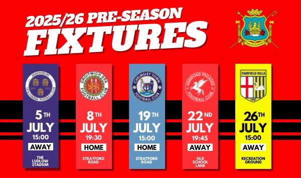 The preseason schedule for the 2025-26 season is here! ❤️🖤

A lot of exciting fixtures with The Romans facing Salop Leisure Football League champions Shrewsbury U&amp;C in the final of the West Mercia League Winners Cup to kick off the new season