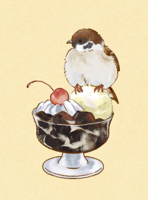レトロ鳥カフェ2 #メジロ #ひよこ #ペンギン #スズメ