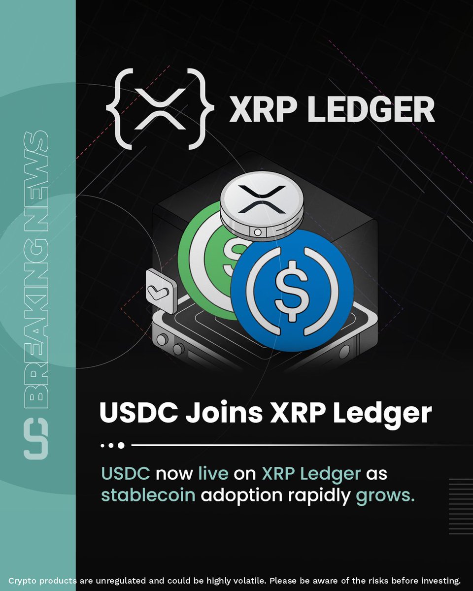 USDC Joins XRP Ledger!

Big move in the world of stablecoins — USDC is now live on the XRP Ledger, opening doors to faster, low-cost transactions and expanded DeFi use cases.

The stablecoin adoption wave just got stronger!

#XRP  #USDC #Crypto
