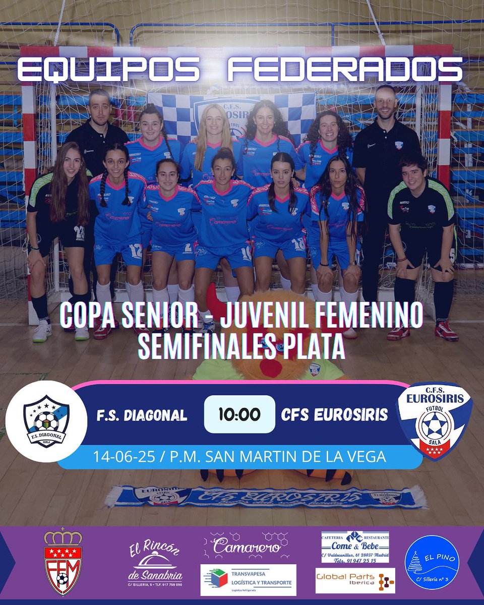🏆¡PARTIDOS EQUIPOS FEDERADOS! 🏆

¡NUESTRAS CHICAS ESTÁN EN SEMIFINALES DE COPA PLATA!
Este sábado nos jugamos el pase a la final y vuestro apoyo es muy importante. Venid a arropar a nuestras chicas y disfrutar de este momento todos juntos 🙌🏼💙

#familiaazul
#pasionporelfutsal