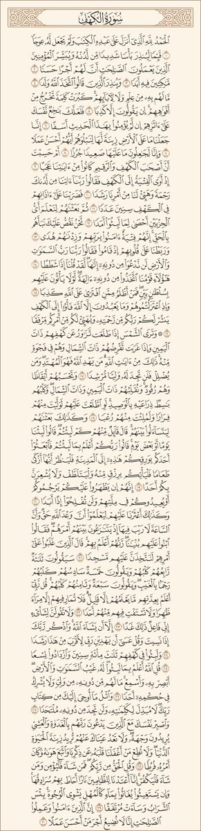 قال الرسُول ﷺ:
«مِنْ قرأ سُورَةٌ الْكَهْفِ فِي يَوْمُ الْجَمْعَةَ ، أضاء لَهُ مِنْ النُّورِ مَا بَيِّنٍ الجمُعتَينِ».