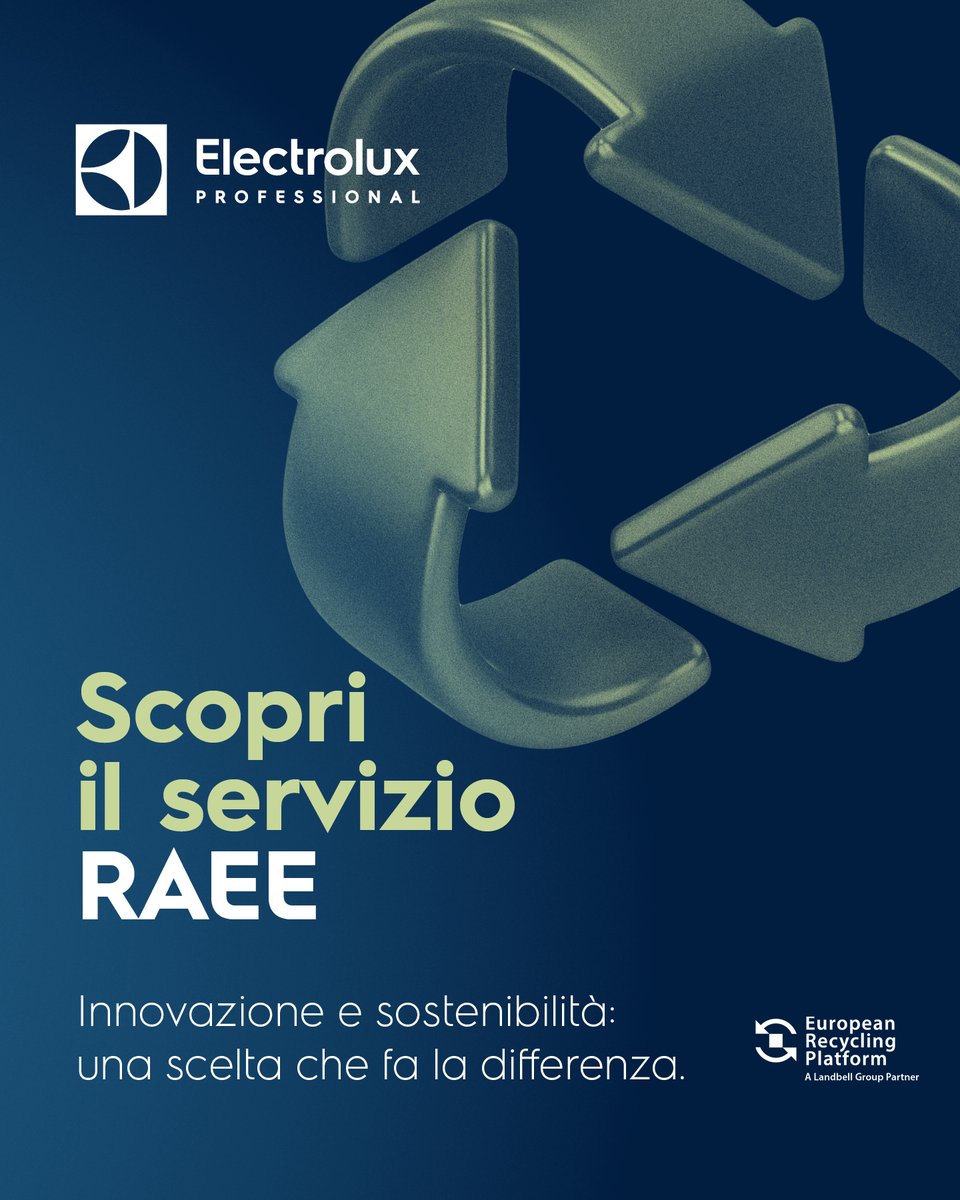 Smaltire non basta, serve gestirli nel modo giusto. ♻️ Con Electrolux Professional, la gestione dei RAEE professionali è: 
✅ semplice 
✅ sicura 
✅ sostenibile 
👉 Scopri il servizio su electroluxprofessional.com/it/raee/