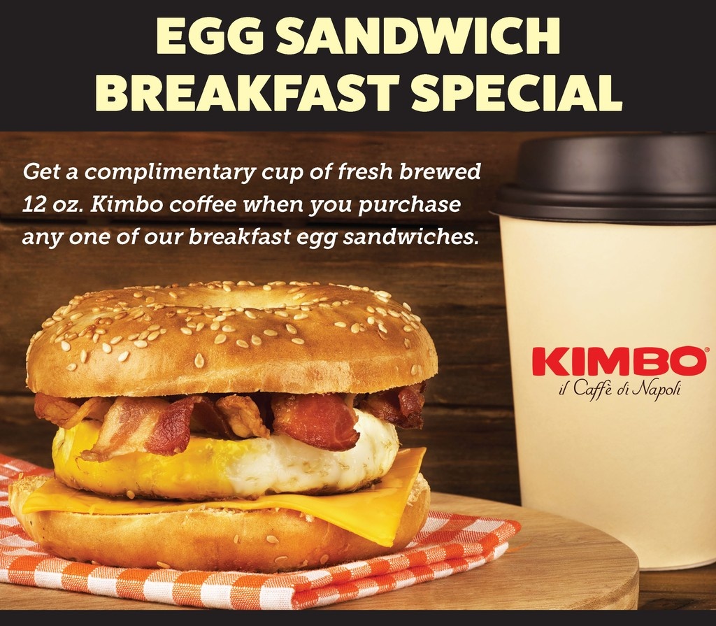 🥚 Egg Sandwich Breakfast Special! ☕️
Start your morning right at D'Agostino!
Buy any one of our delicious breakfast egg sandwiches and get a complimentary 12 oz. cup of fresh-brewed Kimbo coffee — on the house!

🍳 + ☕ = ❤️

Hurry in — your perfect breakfast combo is waiting!