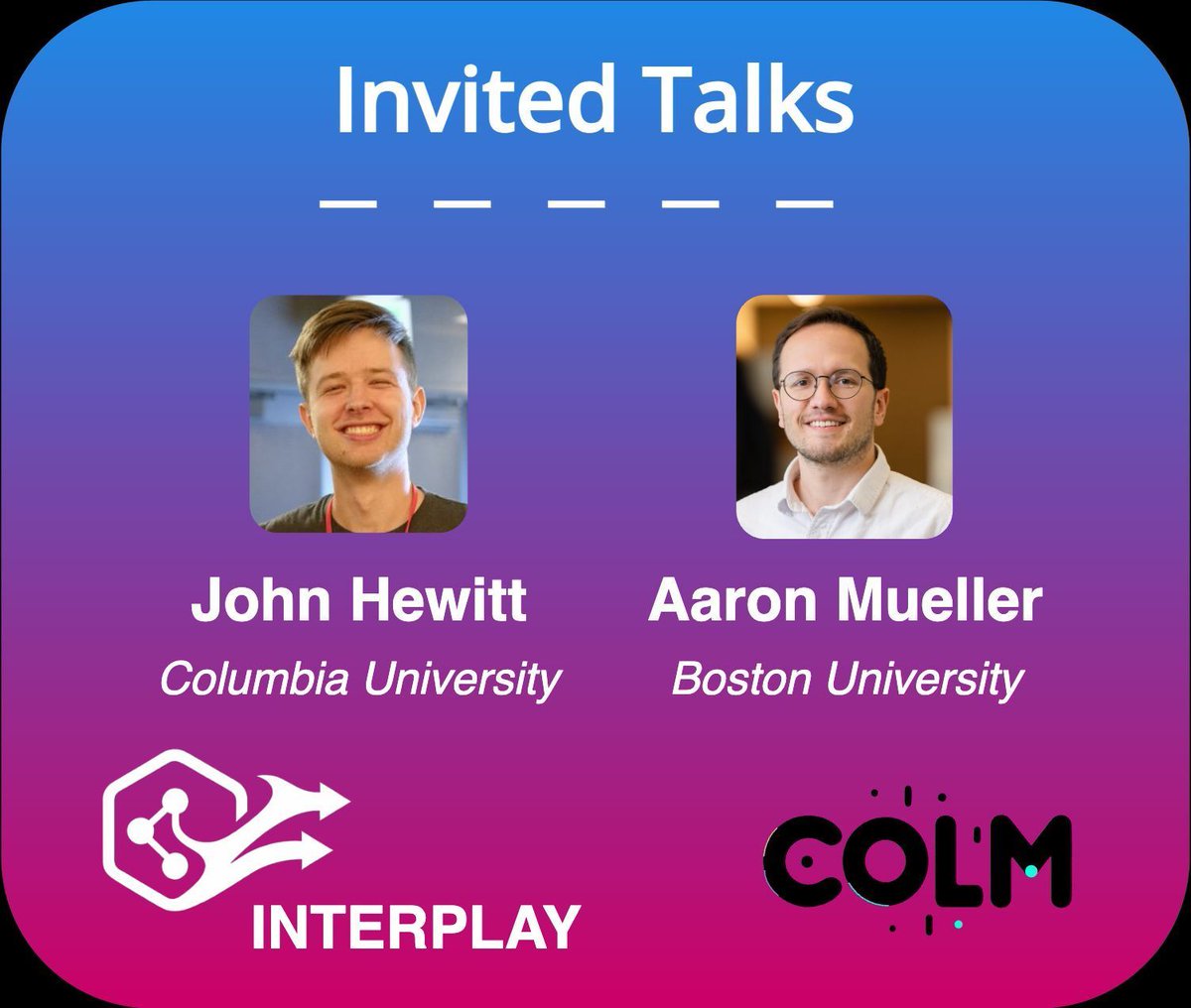 interplaywrkshp's tweet image. Excited that ✨John Hewitt (@johnhewtt) and ✨Aaron Mueller (@amuuueller) will talk in person about how model internals and behavior relate at the INTERPLAY workshop.
Be there and submit by June 23rd. 📄
shorturl.at/sBomu
See you in 🇨🇦 @COLM_conf
#nlproc #interpretability