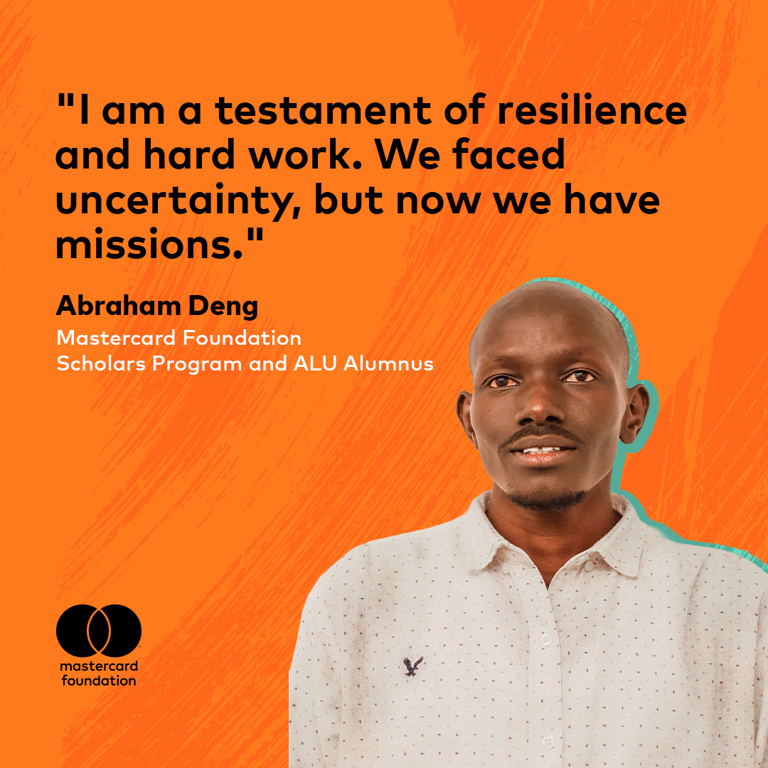MastercardFdn's tweet photo. Abraham Deng is resilient; amidst unrest, war, and economic hardship, he pursued education. Now, his mission is to help other young refugees. Read his story here: https://t.co/L11It4dTuj
#TalentBeyondBorders #WithRefugees https://t.co/xNUFECm62y