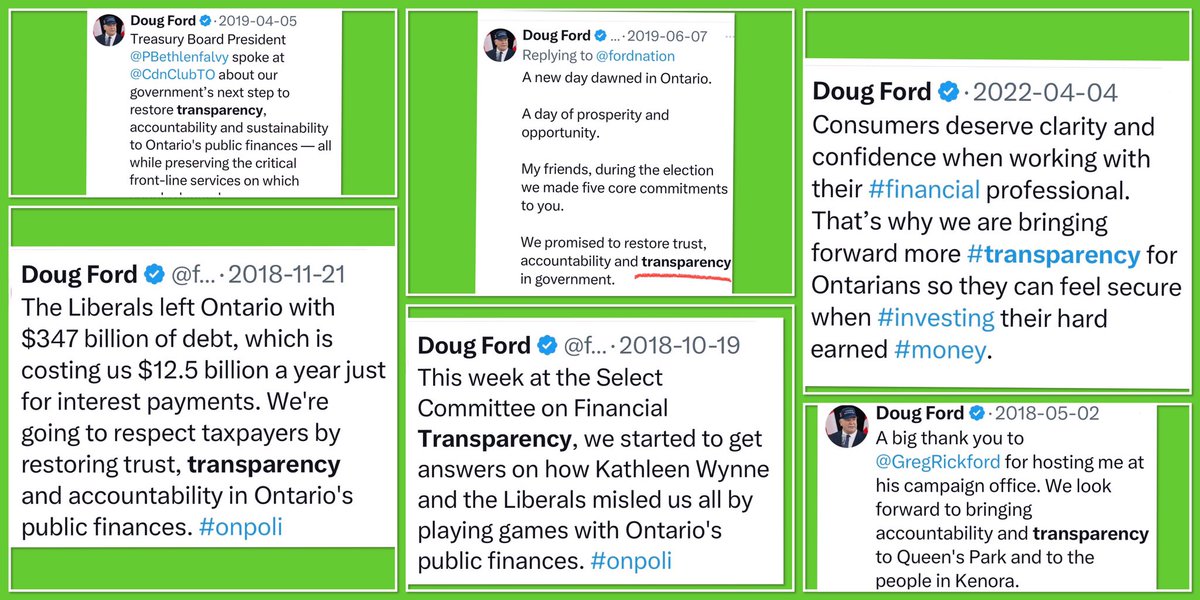 Premier Ford likes to use the word “transparency.” But when it comes to transparency about the Greenbelt, Ont Place, Sci Ctre, Bill 5 Power Grab, Beer store contract, code words, cell phone &amp; personal email records…. well, not so much transparency.🤨