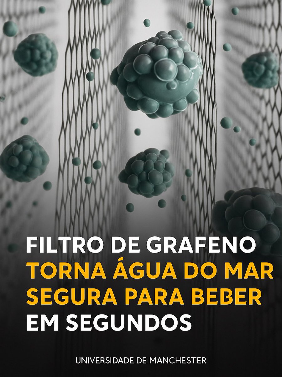 SpaceToday1's tweet photo. Cientistas criaram uma membrana de óxido de grafeno que filtra sal e impurezas quase instantaneamente, oferecendo uma maneira rápida e compacta de transformar água do mar em água potável. Embora ainda experimental, essa descoberta pode revolucionar o acesso à água limpa em regiões remotas e zonas de desastre — e reduzir a necessidade de grandes usinas de dessalinização.

Para mais conteúdo como este, visite: https://t.co/rYiIERkBsu

#Graphene #WaterInnovation #CleanWater #Desalination #TechForGood