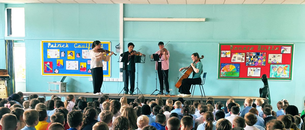 Great start to the day with a visit from the Ethel String Quartet. #CroftJSMusic