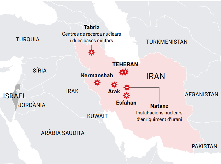 diariARA's tweet image. Aquest és el mapa dels atacs israelians contra l’Iran durant la matinada del 13 de juny.

Segueix en #directe tota l'actualitat de l'escalada del conflicte
ara.cat/internacional/…