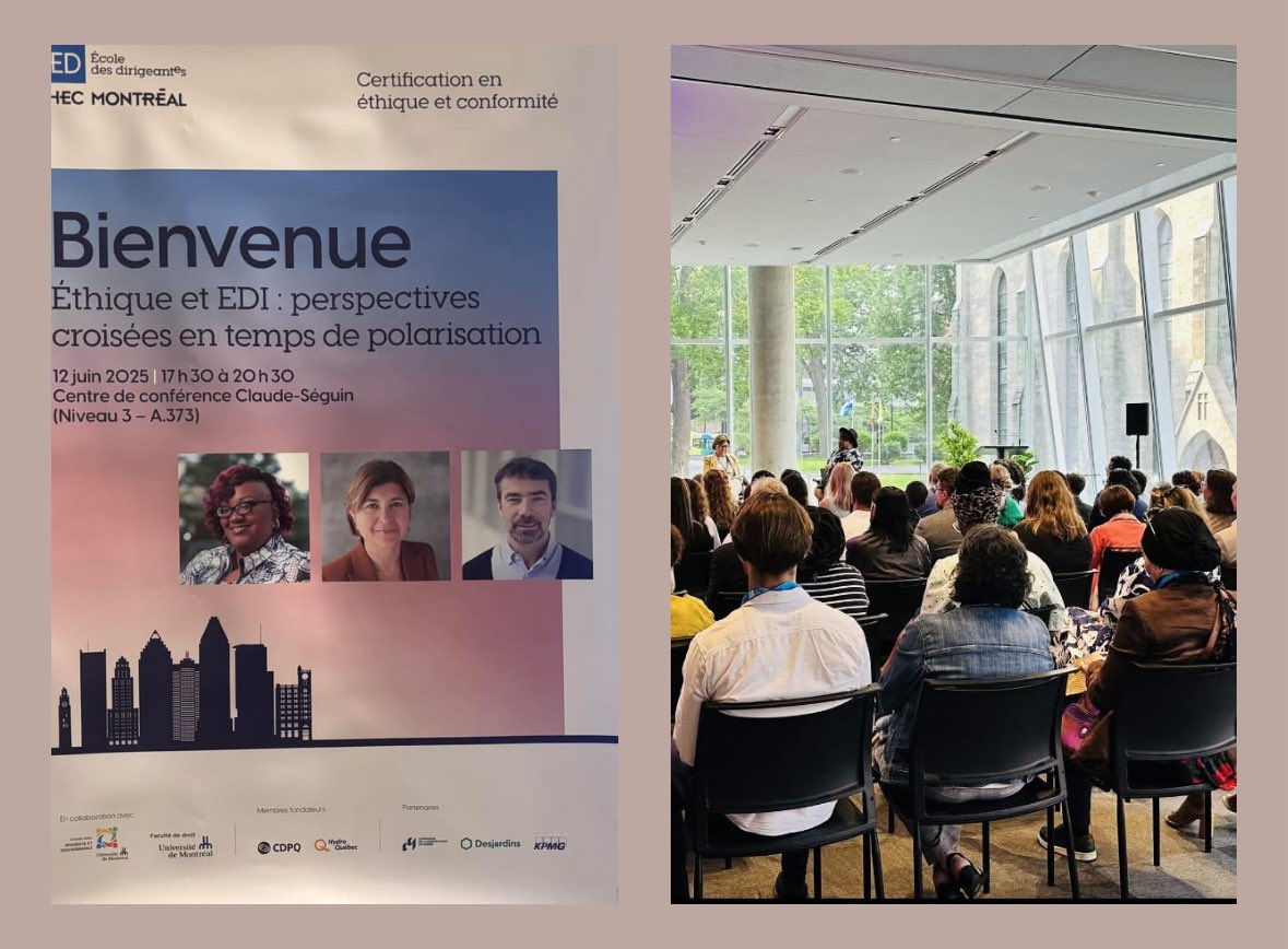 Chatelim's tweet image. Hier, j’ai eu l’honneur d’être invitée par l’École des dirigeantes et dirigeants HEC Montréal pour parler des controversées politiques d’équité, de diversité et d’inclusion (EDI).
J’y ai réitéré les raisons pour lesquelles les critiques se multiplient envers les moyens pris par…