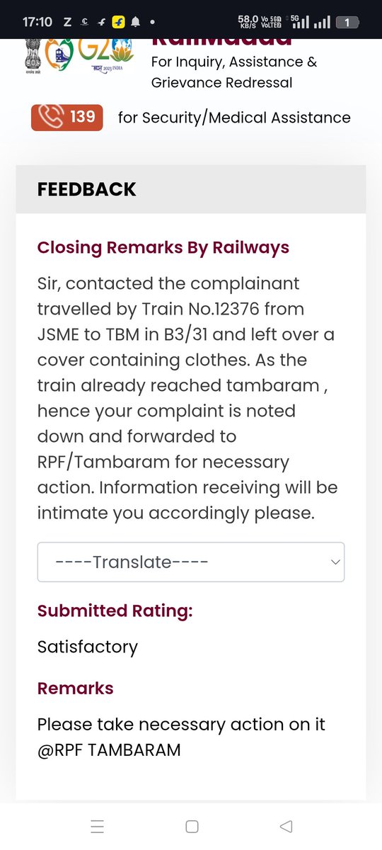 Manohar93621405's tweet image. I travelled on Train 12376 (JSME–TBM), AC Coach B3/31 on June 12.
Left a white cover (not a bag) with ₹27,000 &amp;amp; clothes.
Complaint filed &amp;amp; forwarded to RPF Tambaram, no update yet.
Please help.
@RPF_INDIA @RailwaySeva @DrmChennai
#RailMadad #LostLuggage #RPFHelp