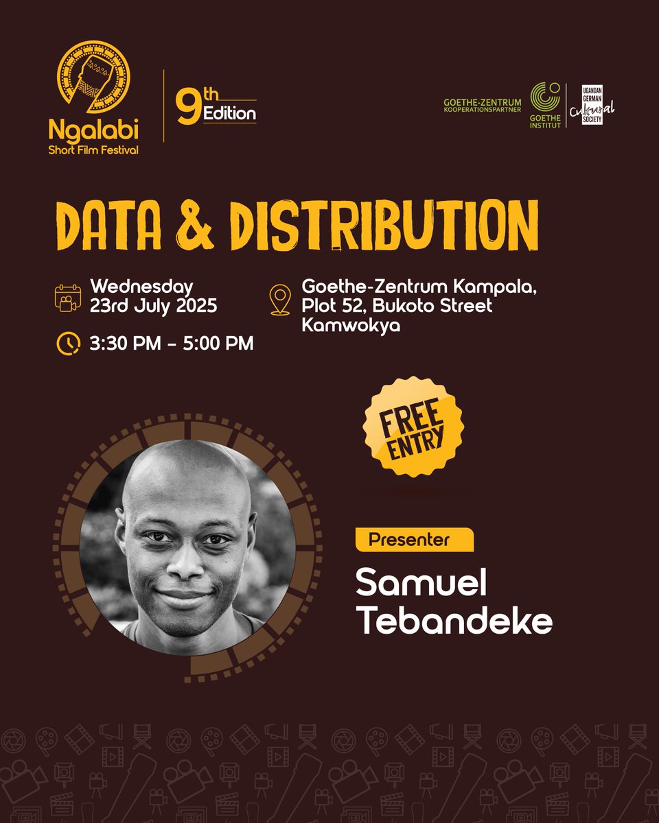 Ngalabi Short Film Festival (@ngalabitweets) on Twitter photo 🎬 How can data help your film reach the right audience (and earn)?
Join Samuel Tebandeke (<a href="/samluta/">Samuel Tebandeke</a>) as he explores smart, local distribution & monetization strategies for Ugandan filmmakers.
📅 23rd July | 🕒 3:30PM | 📍Goethe-Zentrum Kampala
#ngalabi2025 🎬 How can data help your film reach the right audience (and earn)?
Join Samuel Tebandeke (<a href="/samluta/">Samuel Tebandeke</a>) as he explores smart, local distribution & monetization strategies for Ugandan filmmakers.
📅 23rd July | 🕒 3:30PM | 📍Goethe-Zentrum Kampala
#ngalabi2025