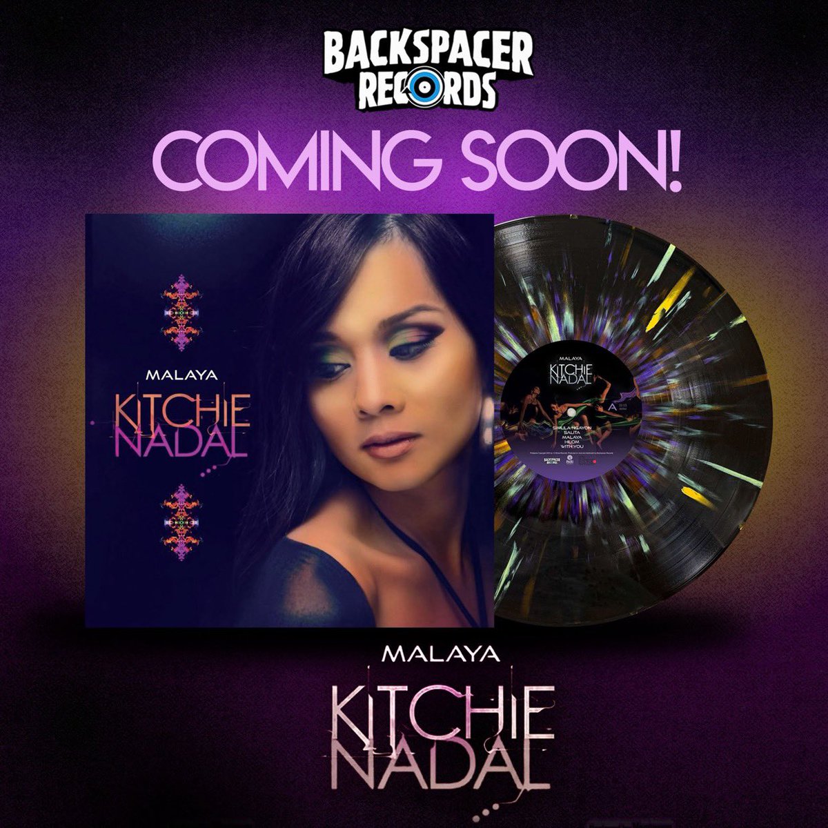 It’s official: Kitchie Nadal’s soul-stirring sophomore album, "Malaya" is finally getting released on vinyl! 💜

This limited vinyl pressing under 12 Stone Records is produced and distributed by Backspacer Records. Pre-orders dropping soon at backspacerrecords.com.