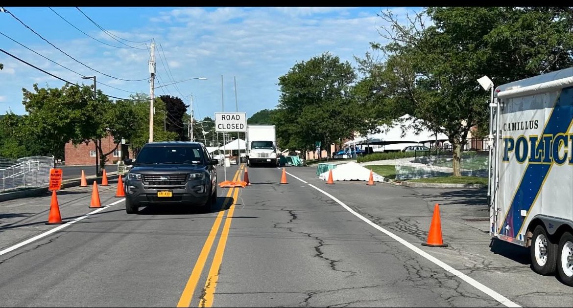 ‼️Traffic alert‼️ 

Chapel Drive between Onondaga Road and Shrineview Drive is closed to vehicles from now, June 13th, until early Sunday Morning June 15th. 

Consider using an alternate route and plan on delays in the area due to the Festival.