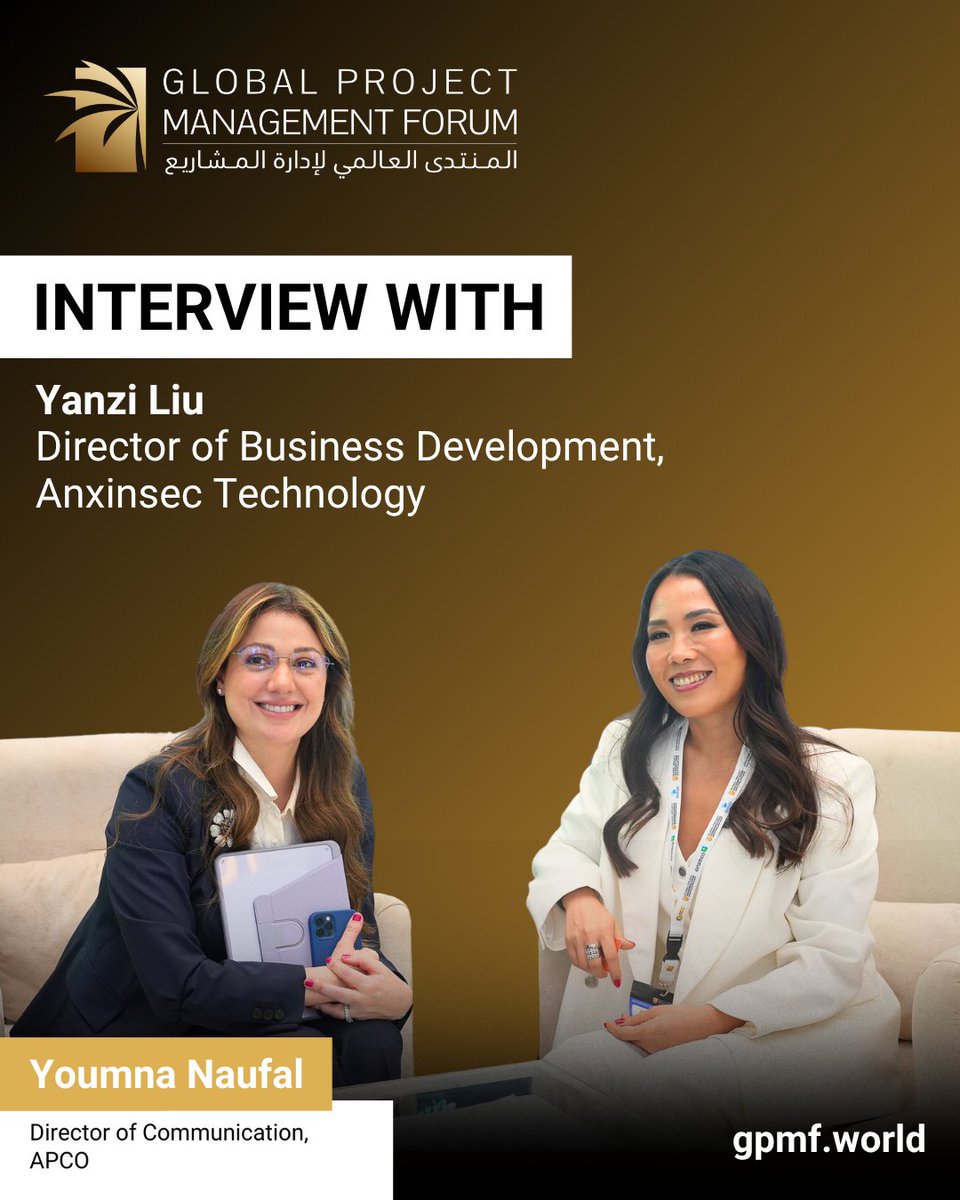 Global Project Management Forum (@gpmforum) on Twitter photo At #GPMF2025, Yanzi Liu — Director of Business Development at <a href="/AnxinsecGlobal/">Anxinsec Technology</a> — discusses the rising global role of cybersecurity and AI in project management with Youmna Naufal, Director of Communication at <a href="/apcoworldwide/">APCO</a>.
 
Watch the full interview: youtube.com/watch?v=pXvsB8… At #GPMF2025, Yanzi Liu — Director of Business Development at <a href="/AnxinsecGlobal/">Anxinsec Technology</a> — discusses the rising global role of cybersecurity and AI in project management with Youmna Naufal, Director of Communication at <a href="/apcoworldwide/">APCO</a>.
 
Watch the full interview: youtube.com/watch?v=pXvsB8…