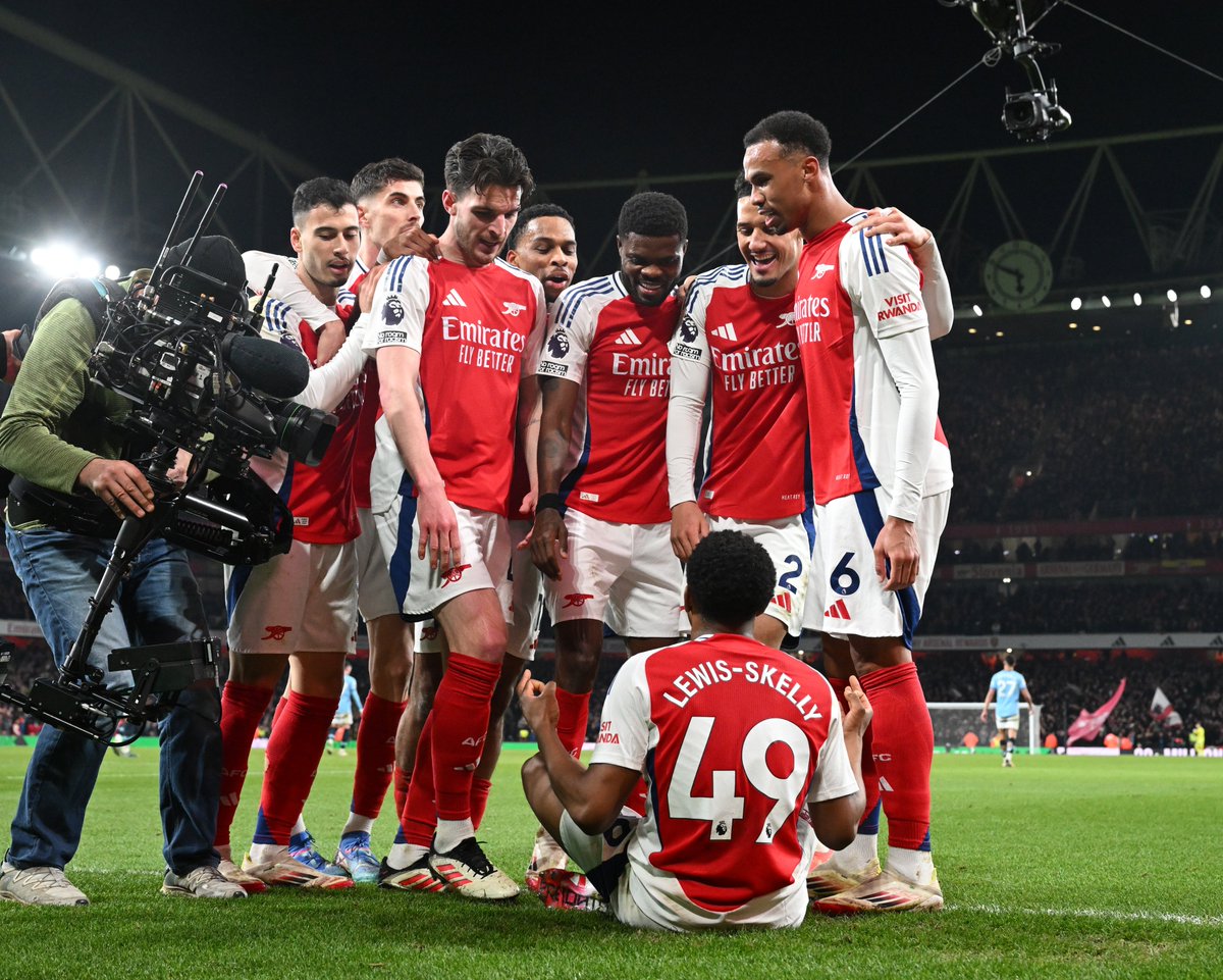3. Myles Lewis-Skelly celebrates his goal against Man City in February. A great moment in a great win, how can you not love this picture.