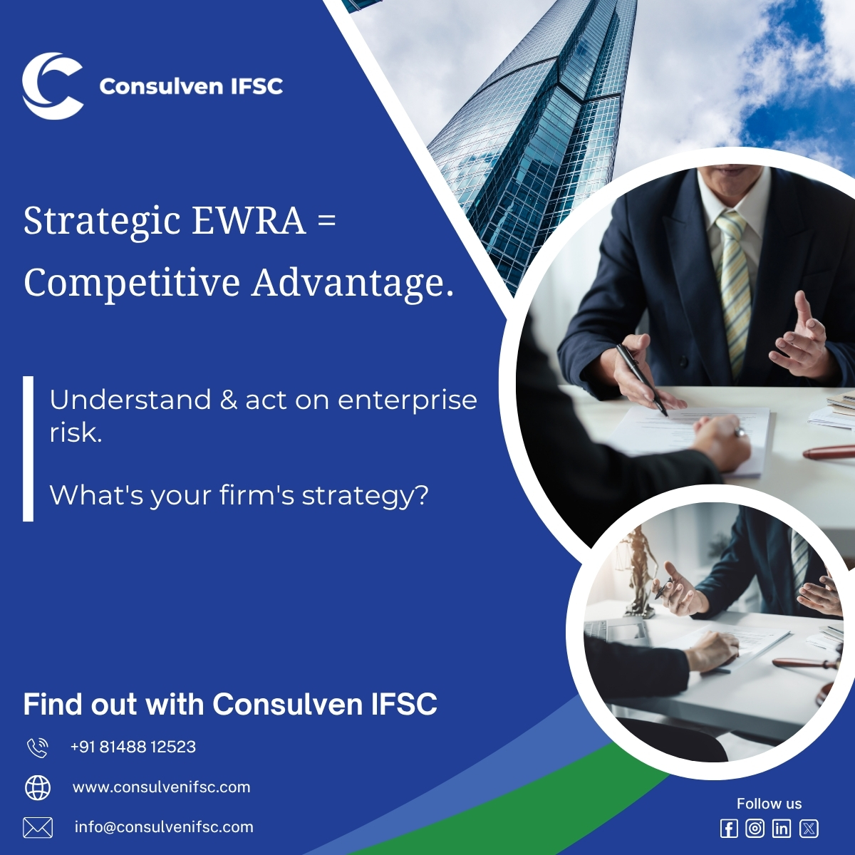 consulvenifsc's tweet image. Strategic EWRA = Competitive Advantage.
Understand &amp;amp; act on enterprise risk to win. What's your firm's strategy?
Find out with Consulven IFSC. #EWRA #RiskManagement #StrategicRisk