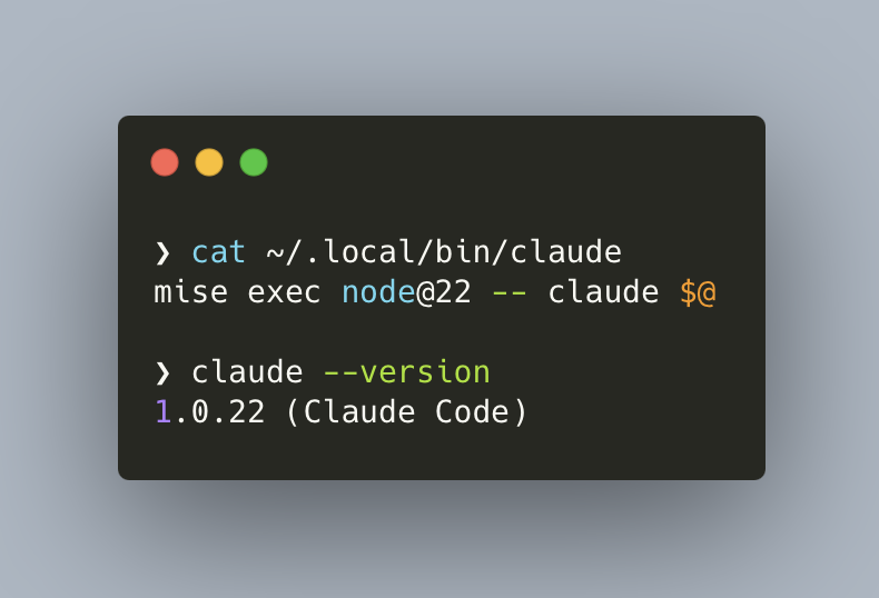 node 複数バージョン使ってると claude code いちいちインストールしたり面倒だなと思ったけど、こうすればいいのか。