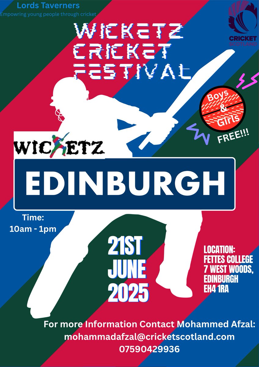 Wicketz Edinburgh (@wicketzedin) on Twitter photo ๐ข We are delighted to announce long awaiting #Wicketz #Edinburgh #Festival <a href="/Fettes_Sport/">Fettes College Sport</a> <a href="/LordsTaverners/">Lord's Taverners</a> <a href="/CricketScotland/">Cricket Scotland</a> <a href="/CS_Development/">Cricket Scotland Clubs and Communities</a> <a href="/ScottyCricket/">Scottish Cricket Past Present and Future</a> <a href="/Mo_Afzal51/">Mohammad Afzal</a> <a href="/WicketzGla/">Wicketz Glasgow</a>
We would like to welcome you and your child to attend the Festival, for more info contact me. ๐ ๐ ๐ข We are delighted to announce long awaiting #Wicketz #Edinburgh #Festival <a href="/Fettes_Sport/">Fettes College Sport</a> <a href="/LordsTaverners/">Lord's Taverners</a> <a href="/CricketScotland/">Cricket Scotland</a> <a href="/CS_Development/">Cricket Scotland Clubs and Communities</a> <a href="/ScottyCricket/">Scottish Cricket Past Present and Future</a> <a href="/Mo_Afzal51/">Mohammad Afzal</a> <a href="/WicketzGla/">Wicketz Glasgow</a>
We would like to welcome you and your child to attend the Festival, for more info contact me. ๐ ๐