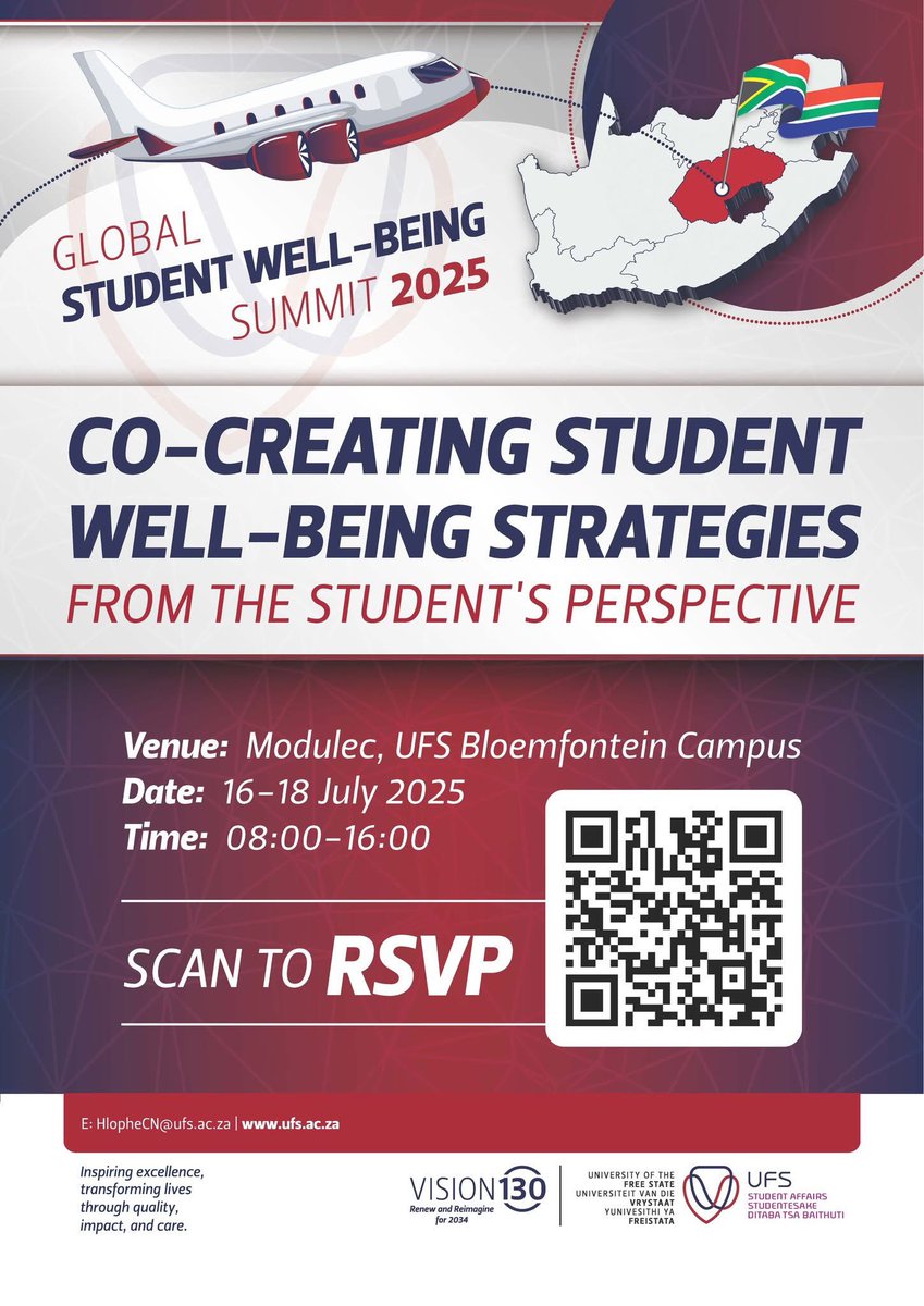 Join the Global Student Wellness Summit at the University of the Free State &amp; be part of a transformative dialogue on student well-being, inclusion, mental health, and safety.

Applications are open to students and staff from higher education institutions.