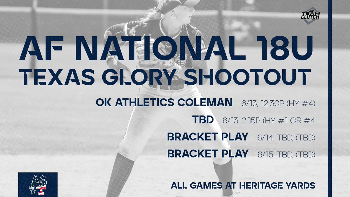 American Freedom Softball (@afsball) on Twitter photo AF National 18U is at the Texas Glory Shootout this weekend. Friday's bracket games are 12:30p and 2:15p. Full schedule available on the Tourney Machine app. It should be a great weekend of softball!!! #StrongAF #3n2Clutch #Mizuno AF National 18U is at the Texas Glory Shootout this weekend. Friday's bracket games are 12:30p and 2:15p. Full schedule available on the Tourney Machine app. It should be a great weekend of softball!!! #StrongAF #3n2Clutch #Mizuno