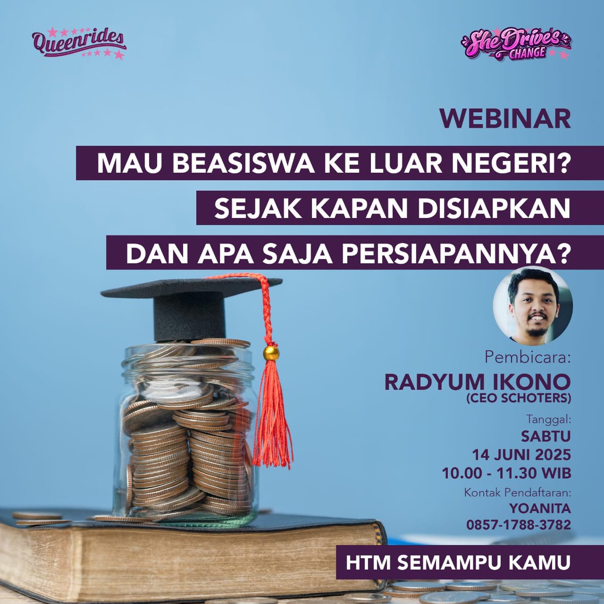 Diterima di 100 kampus terbaik dunia, butuh persiapan. 

Apalagi jika ingin dapat beasiswa. 

Kabari baiknya, itu bisa diupayakan.

Belajar bareng sosok yang meloloskan ribuan anak Indonesia  ke 100 kampus terbaik dunia dan dapat beasiswa. 

Daftar ke:

bit.ly/PersiapanBeasi…