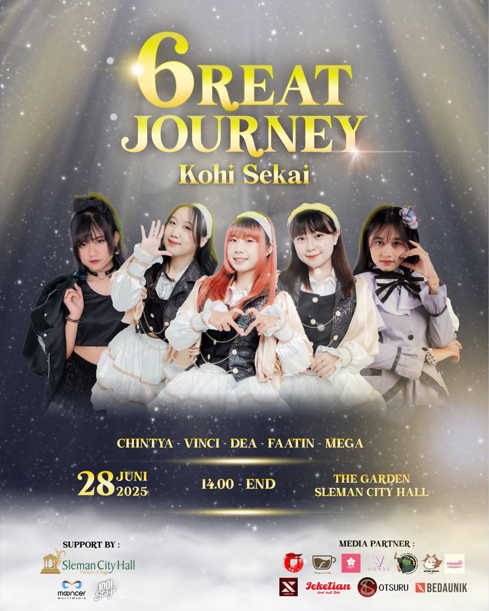 Halo, Barista!☕️
Tidak terasa hampir 6 tahun kita bersama...
Dengan ini, kami mengundang kamu untuk datang ke konser “6reat Journey” yang dilaksanakan pada :

🗓️Sabtu, 28 Juni 2025
⏰Pukul 14.00 - selesai
📍Sleman City Hall
FREE HTM💰