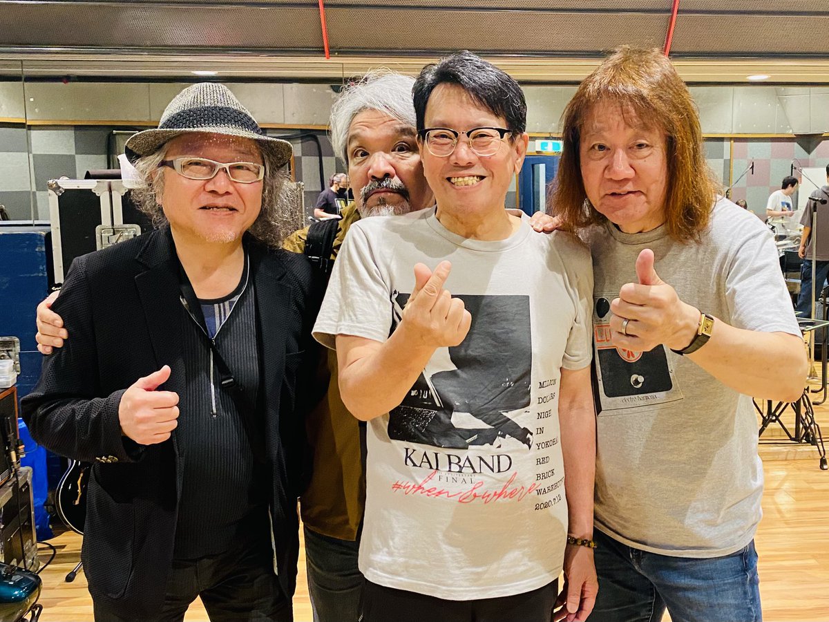 OkazawaShigeru's tweet photo. 甲斐バンド50TH ANNIVARSARY TOURリハーサルです‼️前野知常、稲葉政裕、岡沢茂、田中一郎、吉田佳史、松藤英男、Mac清水です。 https://t.co/5TxGQOqXGt