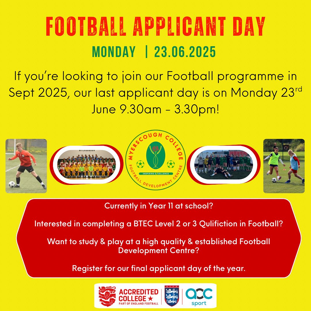 Register by clicking on the address below  ⬇️ 

forms.office.com/Pages/Response…

#Myerscough #College #Football #Education