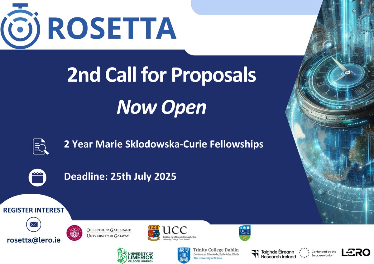 SAR_Europe's tweet image. Attention #MSCA4Ukraine fellows and Ukrainian researchers! 🇺🇦 🇮🇪
Call for the Rosetta Programme in Ireland:
🟡 19 available positions
🟡 2-year duration for postdocs
🟡 Range of research areas
For more information: rosetta.lero.ie/about-rosetta/