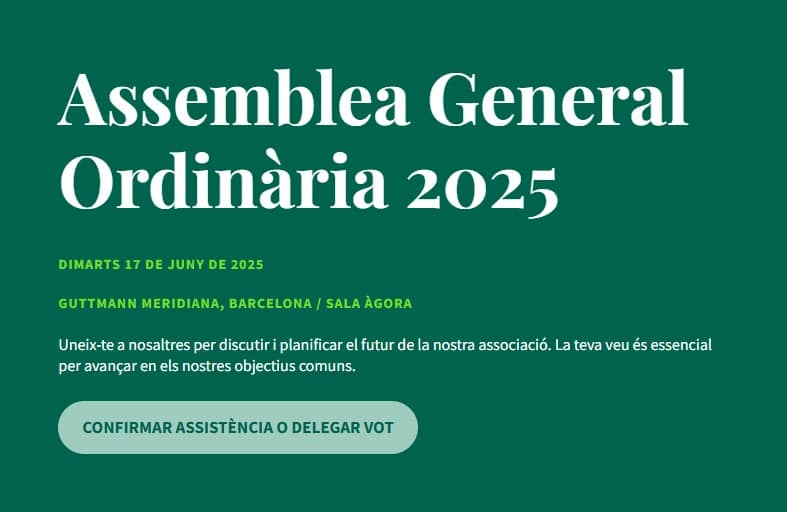 Dimarts 17 de Juny de 17:15h a 19:30h: l'Assemblea anual d'Aspaym Catalunya!

Si no podeu assistir teniu l'opció de delegar el vostre vot

------

Martes 17 de Junio ​​de 17:15h a 19:30h: Asamblea anual de Aspaym Catalunya

Si no puedes asistir tienes la opción de delegar tu voto