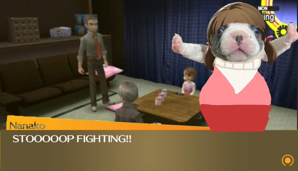 Dojima: *slightly raises his tone to Yu*

Nanako: