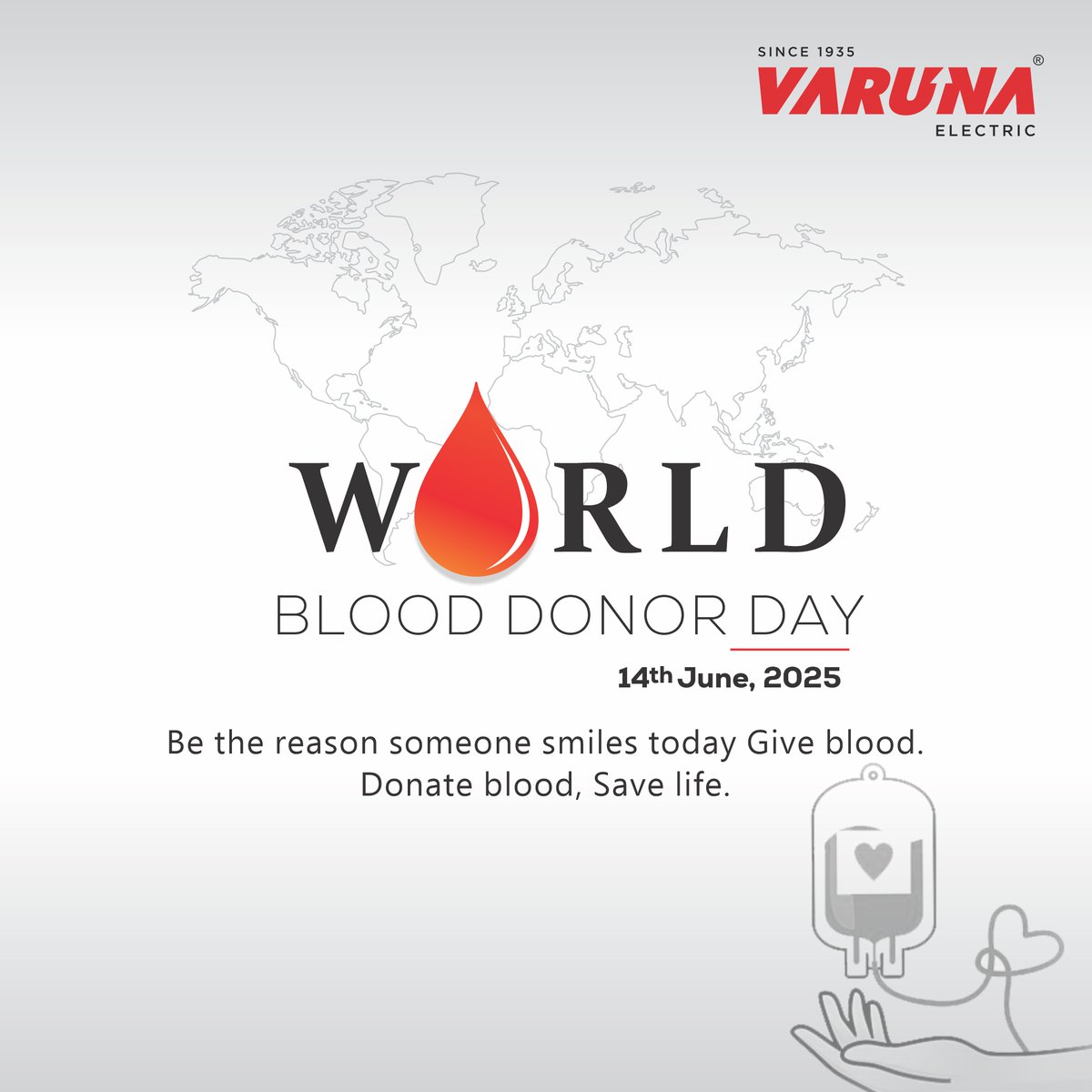 🩸 World Blood Donor Day | 14th June 2025
Every drop counts. Every donor matters.
This #WorldBloodDonorDay, let's unite to save lives—one donation at a time.
💉 Be the reason someone smiles today.
❤️ Donate blood. Save life.

#WorldBloodDonorDay #DonateBlood #SaveLives #Varuna
