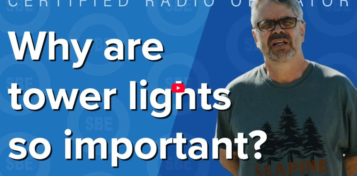 Friday Video from SBE Chapter 47, Why are tower lights so important?
youtube.com/watch?v=XUsoTD…

#BroadcastEngineering
#BroadcastTech
#Broadcasting
#RadioTech
#TVTech