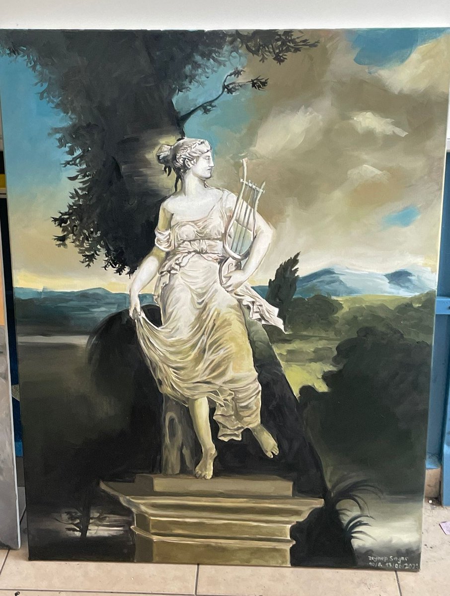 Gündemden içi şişenlere, şiddetten yüreği kabaranlara, sınav haftası fenalık geçirenlere göndereyim. 
Kızımız Zeynep'i LGS'ye hiç sokmayıp, aşık olduğu alana yönlendirmiştik. Güzel Sanatlar Lisesi'nde şimdi. Sergi için yaptığı resim 😍