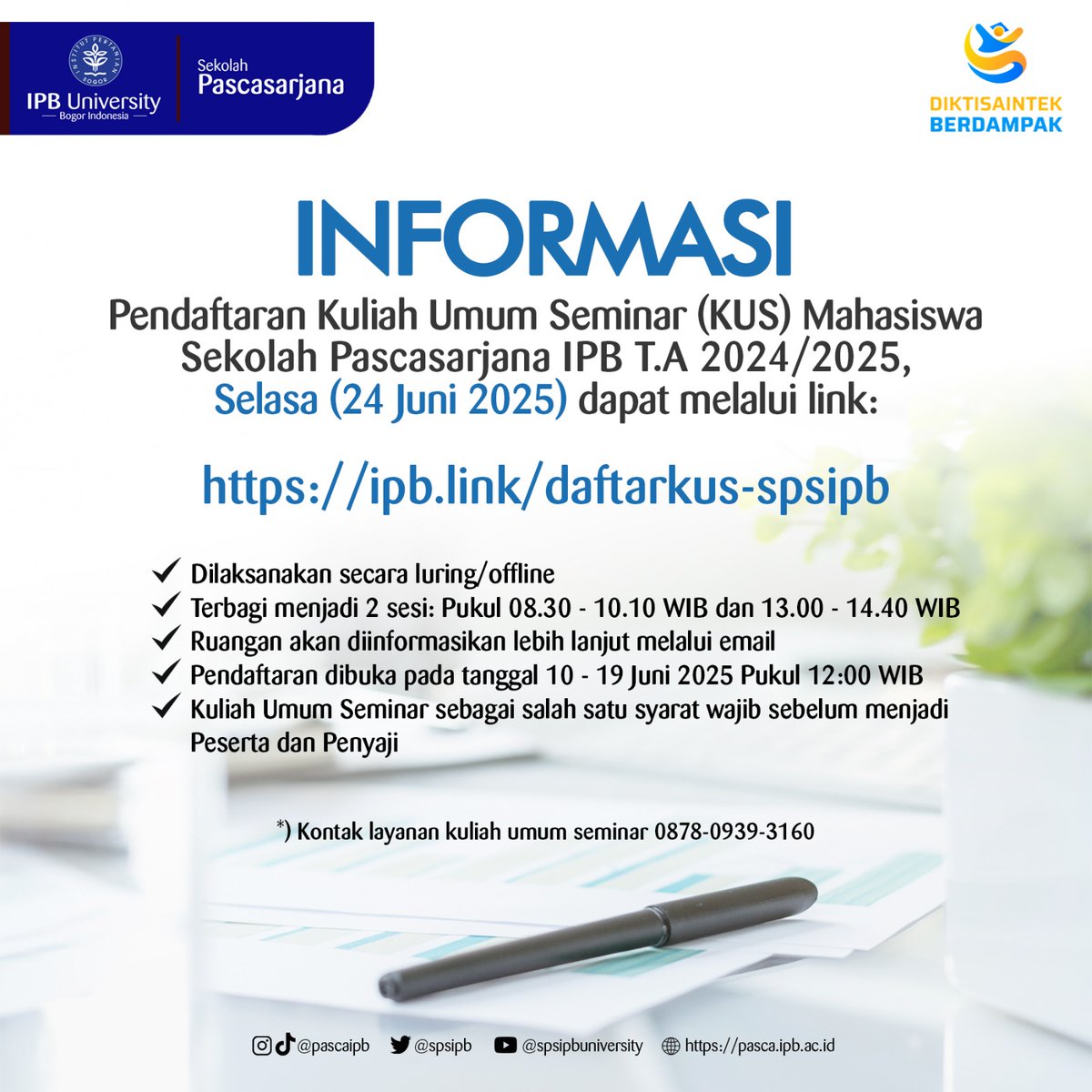 Kuliah Umum Seminar Mahasiswa Program Magister dan Doktor Sekolah Pascasarjana IPB University 2024/2025 melalui ipb.link/daftarkus-spsi…