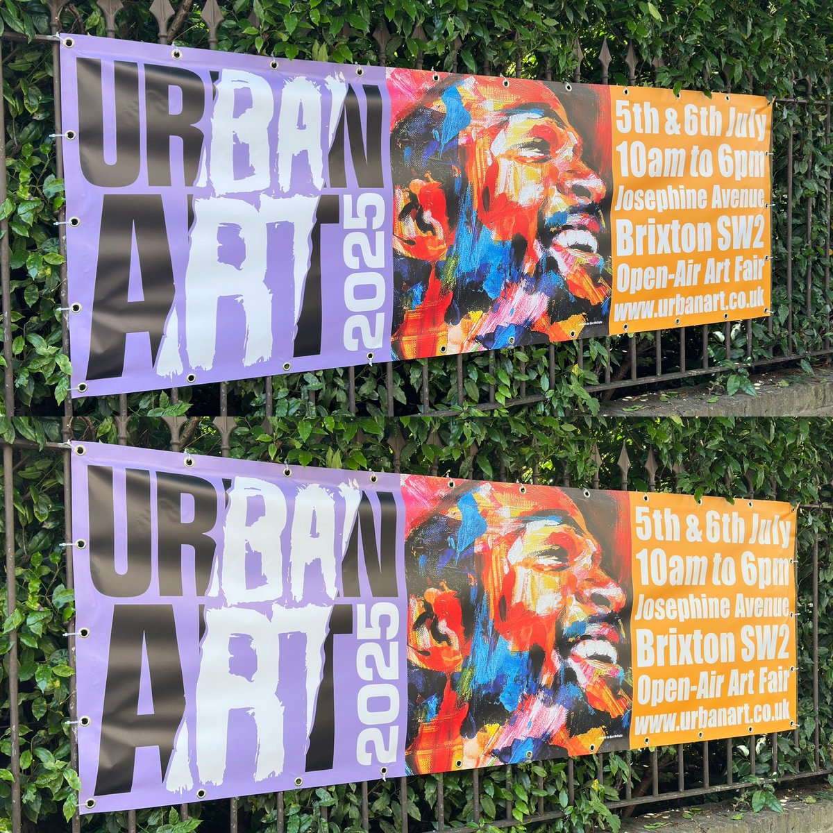 Our colourful banners are up on Brixton Hill and Brixton Water Lane featuring the work of Ken McCalla. #HerneHill #Brixton