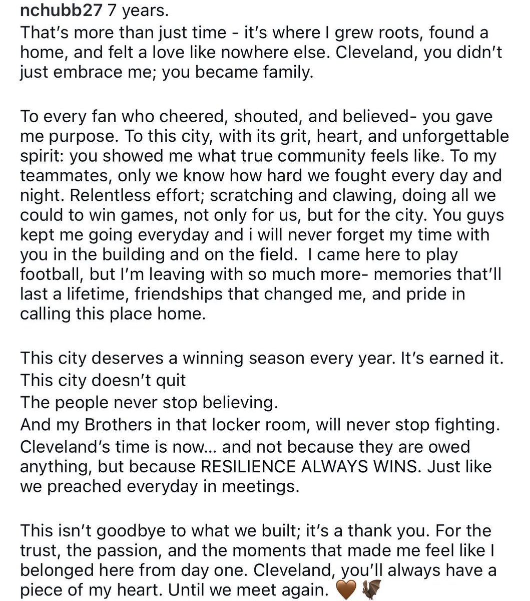 Nathan Zegura (@nathanzegura) on Twitter photo THANK YOU <a href="/NickChubb/">Nick Chubb</a>. Nick Chubb is PURE CLASS. He was this organizationās standard bearer for excellence and professionalism throughout his entire tenure with the Cleveland Browns. He was as beloved by the fans as any player Iāve gotten to cover in my 13 seasons with the THANK YOU <a href="/NickChubb/">Nick Chubb</a>. Nick Chubb is PURE CLASS. He was this organizationās standard bearer for excellence and professionalism throughout his entire tenure with the Cleveland Browns. He was as beloved by the fans as any player Iāve gotten to cover in my 13 seasons with the
