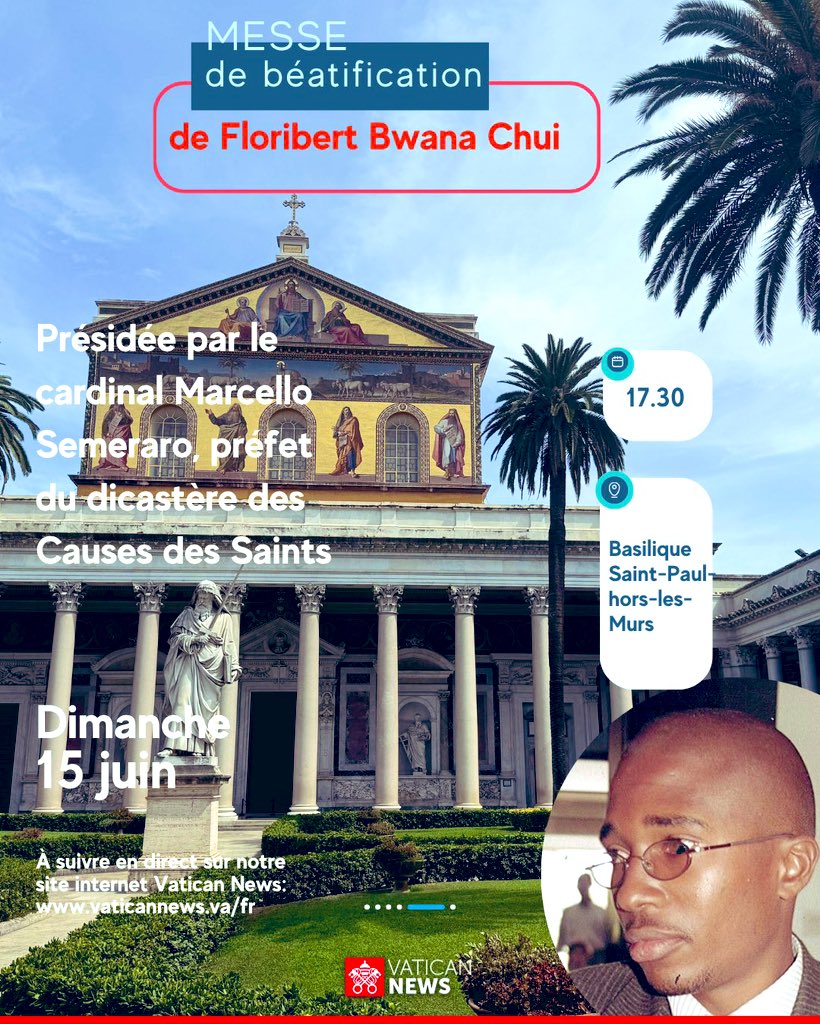 Ce dimanche 15 juin 2025, Floribert Bwana Chui sera béatifié à #Rome. Ce jeune douanier de #Goma a été assassiné en 2007 pour avoir refusé la corruption imposée par des réseaux liés aux milices à la frontière rwando-congolaise.

Même oppresseurs, même peuple déterminé. Hier comme
