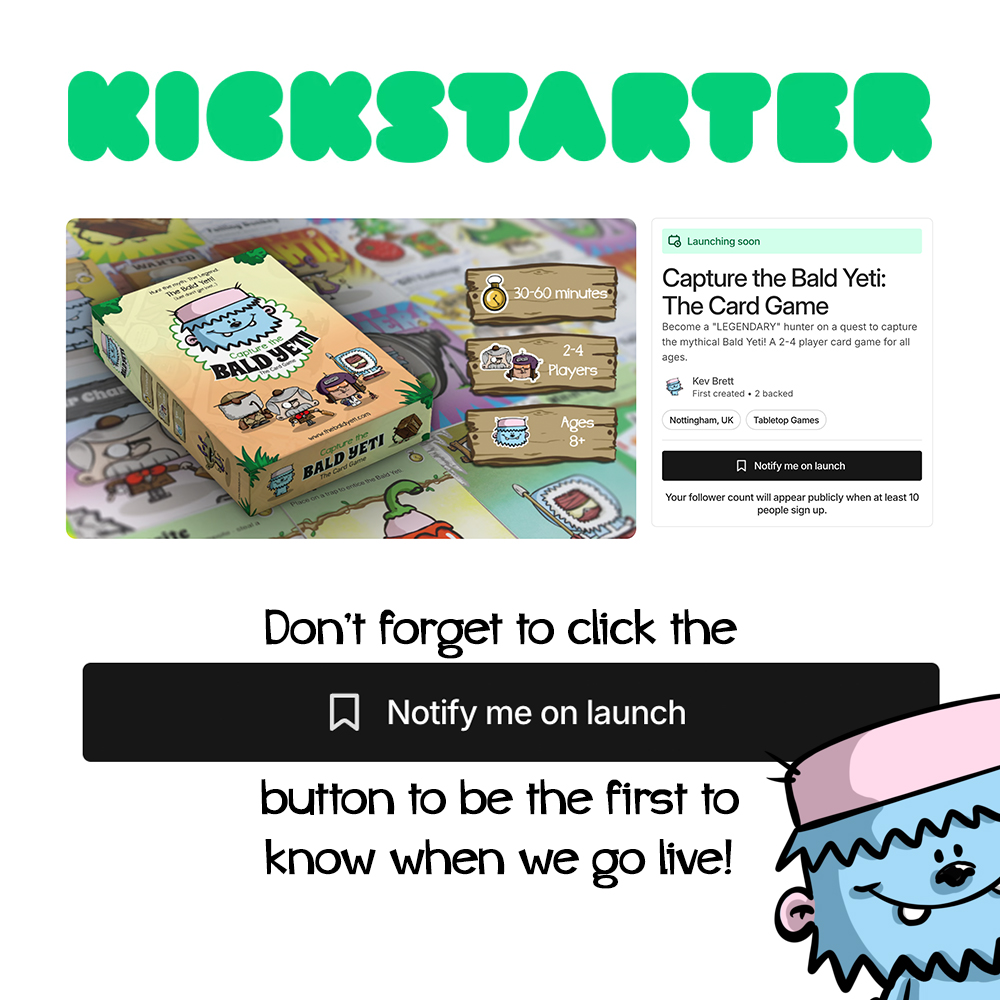 kev_brett's tweet image. 🌶🌶🌶🌶🌶🌶🌶🌶🌶🌶🌶🌶

Coming soon...

Please do sign up to be notified. 

kickstarter.com/projects/theba…

#kickstarter #cardgame #comingsoon #boardgames #crowdfunding #rewards #pledge #CaptureTheBaldYeti #baldyeti #boardgaming #boardgamecommunity #boardgamecouple #boardgamefamily