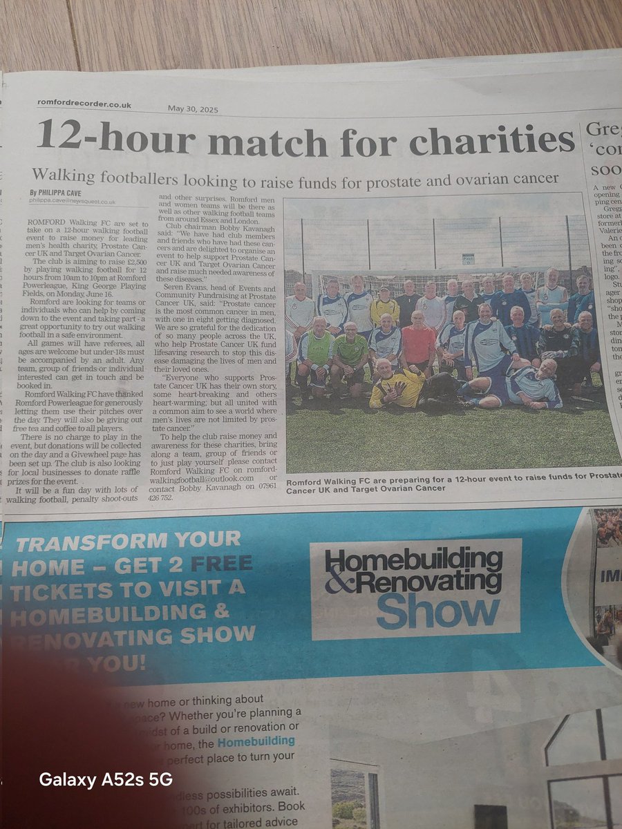 RWFootballClub's tweet image. Just three days to go for our 12 hour walking football event at Romford Powerleague for Prostate Cancer UK & Target Ovarian Cancer.