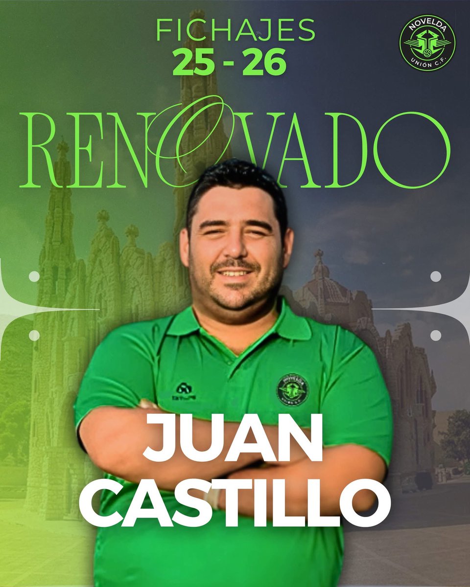 ✍🏻 𝐑𝐄𝐍𝐎𝐕𝐀𝐃𝐎 | 𝐉𝐮𝐚𝐧 𝐂𝐚𝐬𝐭𝐢𝐥𝐥𝐨 

Primer anuncio de esta Temporada 25/26, Juan Castillo, el artífice del ascenso a Lliga Comunitat, renovará un año más y seguirá a lo mandos de nuestro Primer Equipo.

#ElEquipoDelPueblo #LaFuerzaDeLaUnión