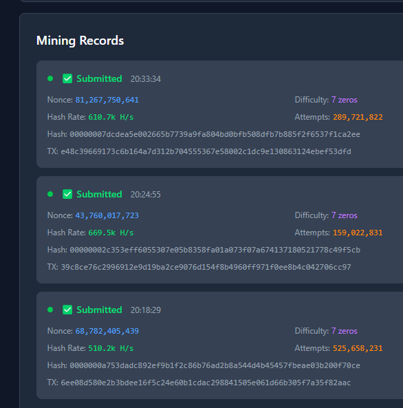 链上在“挖”一个有趣的东西
烷烃终于还是出来了POW的玩法

Token名字就是域名 silicoin.xyz ，看了下他的说明，应该是要做一个发射平台，现在在打的这个属于是平台币，他还有个回购的机制，大致意思是除了平台币的铸造免费，别人部署的token铸造都需要给平台交钱，然后收的钱会回购平台币