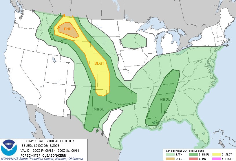 NWSSPC's tweet image. 7:42am CDT #SPC Day1 Outlook Enhanced Risk: across parts of Montana spc.noaa.gov/products/outlo…
